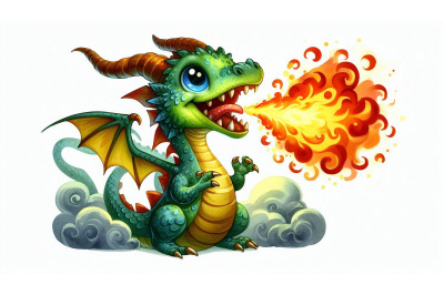 Cartoon Dragon Breathing Fire