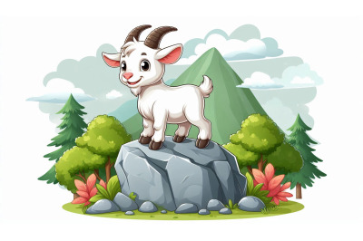 Cartoon Goat Rock Vector