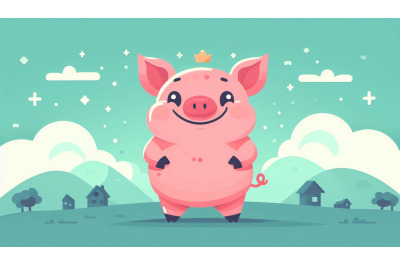 Cartoon Pig Smiling Vector