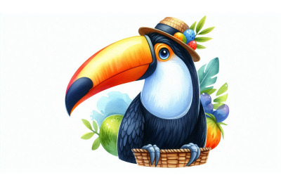 Cartoon Toucan Colorful Beak