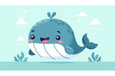 Cartoon Whale Smiling Vector