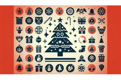 Celebratory Christmas tree icons
