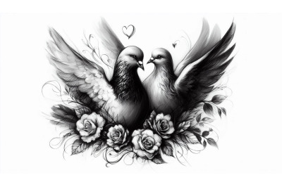 Charcoal Doves In Love