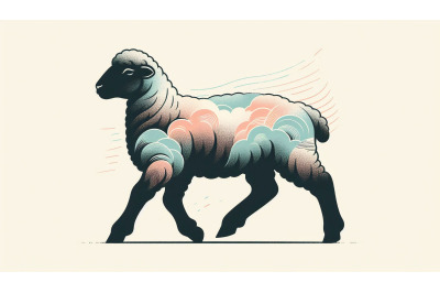 Charcoal lamb with pastel hues
