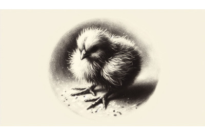 Charcoal sketch of a baby chick