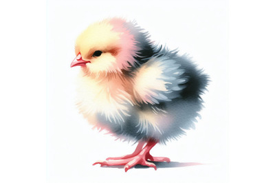 Chick painted in soft watercolor