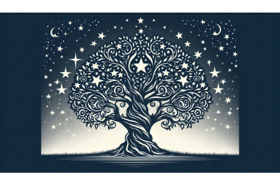 Classic tree art with stars