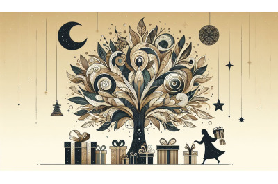 Contemporary tree art for gifts