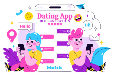 10 Online Dating App Illustration