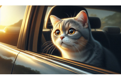 Curious Cat Car Window
