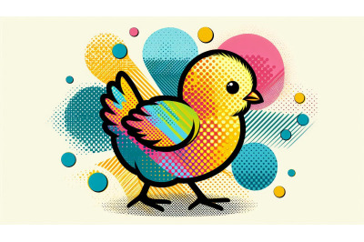 Cute chick in pop art palette