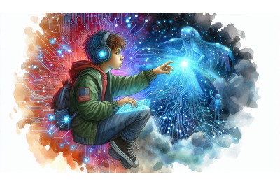 Cyberpunk Child Digital Stars