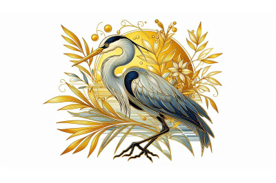 Deco Heron Foliage
