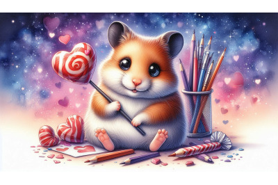 Digital Hamster Candy Heart