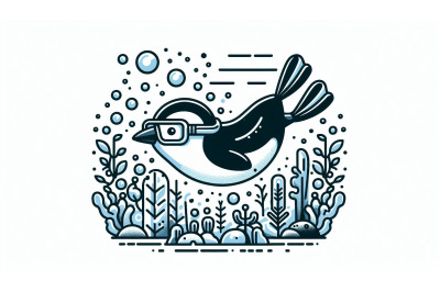 Diving Underwater Penguin