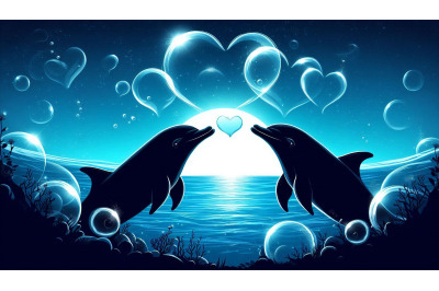 Dolphins Heart Bubbles