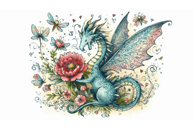 Doodle Fairy Dragon Sketch