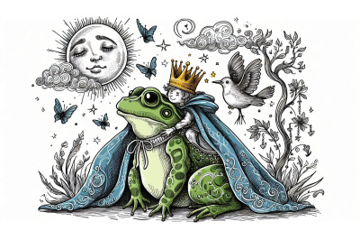 Doodle Frog Prince Sketch