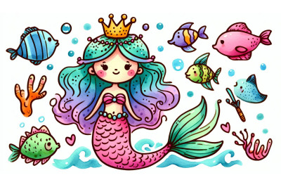 Doodle Mermaid Character Sketch
