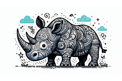 Doodle Rhino Illustration Sketch