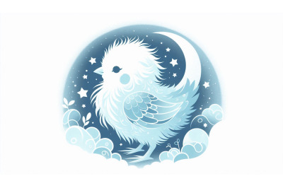 Dreamy chick in soft blue hues