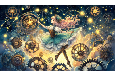 Dreamy Steampunk Glowing Girl
