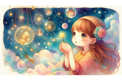 Dreamy Watercolor Catching Wishes