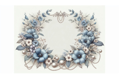 Elegant Blue Floral Frame