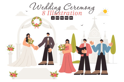 8 Wedding Ceremony Celebration Illustration