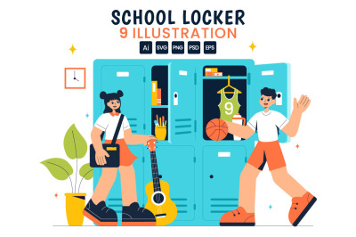 9 School Locker Room Illustration