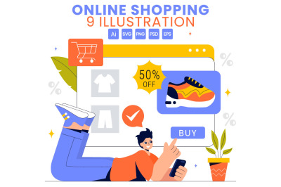 9 Online Shopping Illustration