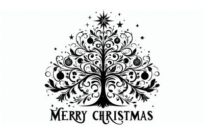 Elegant tree with Merry text