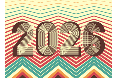 Retro cover background with 2026 numbers on pastel colors background