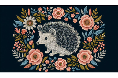 Floral Hedgehog Embroidery
