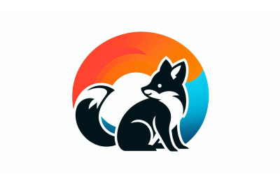 Fox cub with colorful sign