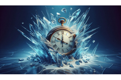 Frozen Clock Broken Ice
