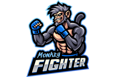 Monkey fighter esport mascot logo design