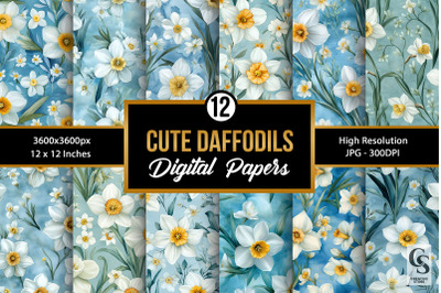Watercolor Baby Daffodil Flowers Seamless Pattern