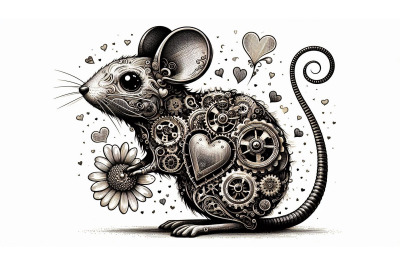 Steampunk Mouse Heart Gears