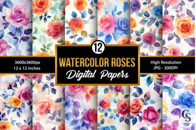 Watercolor Rose Flowers Seamless Pattern