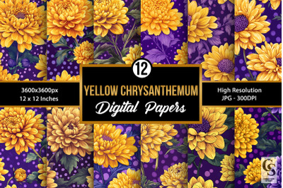 Yellow &amp; Purple Chrysanthemum Flowers Patterns