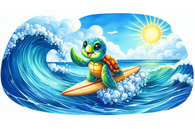 Surfing turtle