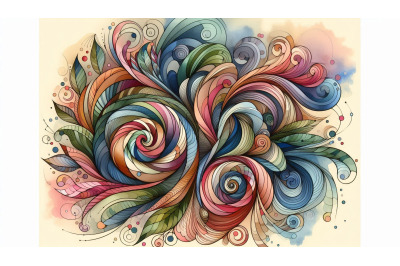 Watercolor Floral Spiral