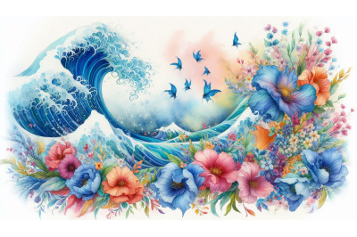 Wave and flower