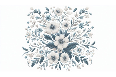 White Floral Embroidery Pattern