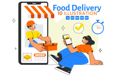 10 Online Food Delivery Apps Illustration