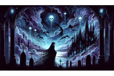 Gothic Sky Glowing Figure