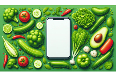 Green Vegetables Phone Mockup