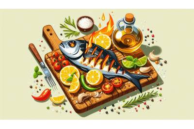 Grilled Fish Illustration