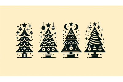 Happy holiday tree vector pack